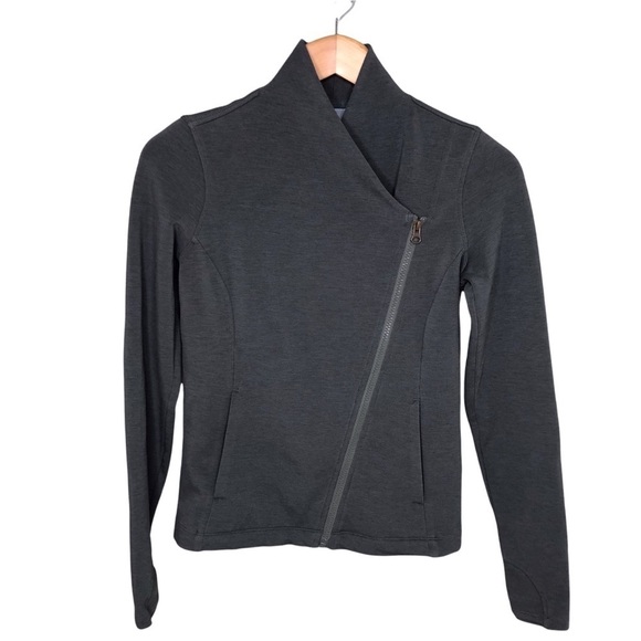 Athleta On The Move Moto Jacket Asymmetrical Zip Jasper Green Size XXS - Picture 2 of 10